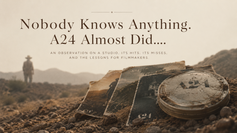 A24 film photos in desert with cowboy silhouette